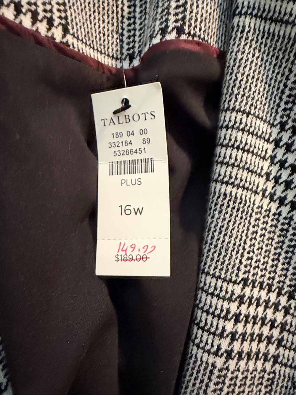 Talbots Glen Plaid Two-Button Blazer in Black & White - Picture 3 of 4